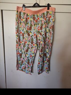 Cuddl Duds Pineapple & Citrus Print Lounge Pants with Peach Trim